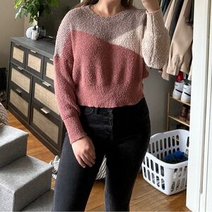 Debut Pink and Cream Colorblock Sweater